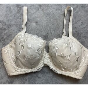 Soma Sensuous Sides Full Coverage Lace Bra Size‎ 34DD Ivory Floral Underwire